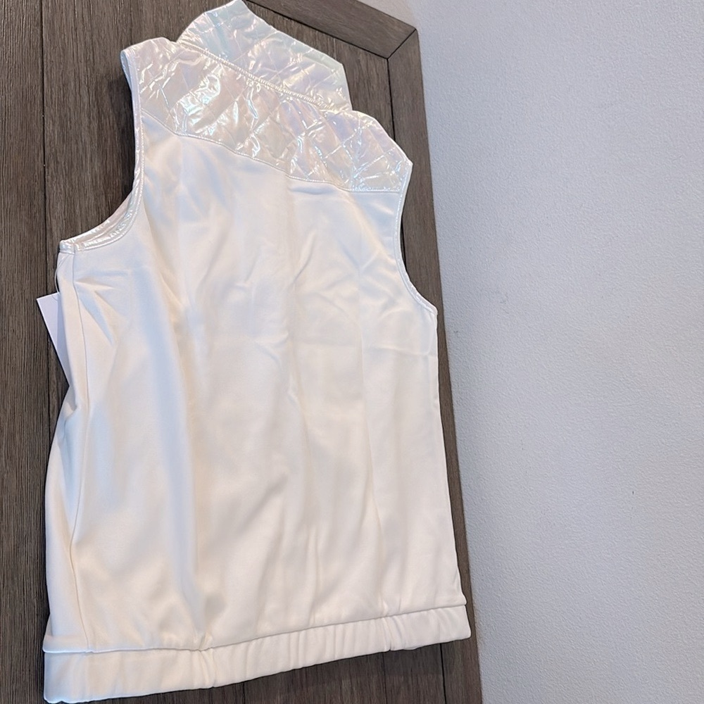 NWT [Tek Gear] Sleeveless Full-Zip White Wildflower Quilted Vest Girls XXL 18/20 - Picture 8 of 12